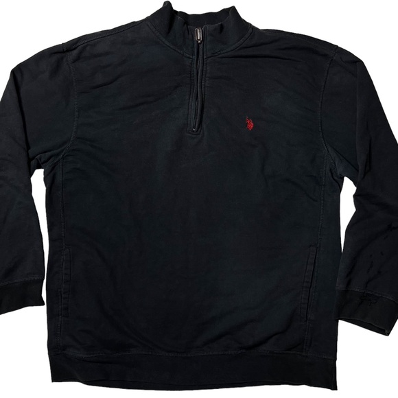 US Polo Assn 1/4 Zip Pullover Sweatshirt in Black Men’s Sz XXL - Picture 1 of 8